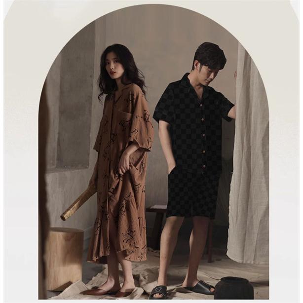 定番 チック柄 お揃いパジャマ ペア パジャマ カップル ルームウェア