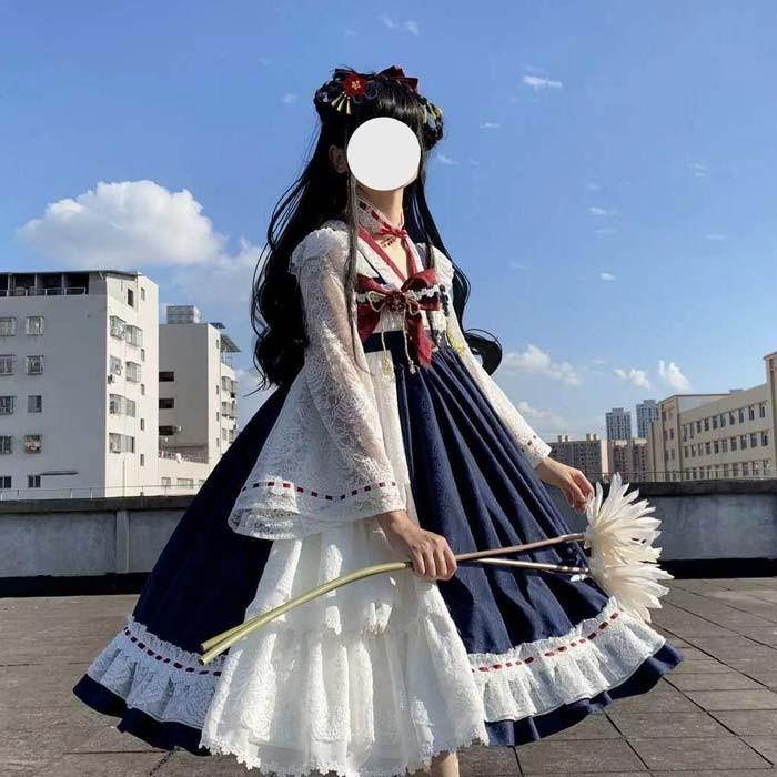 ロリータ セットアプ ワンピース トップス 可愛い お姫様 Lolita ロリータ服 ロリータ リボン 可愛い アイドル衣装 コスチューム コスプレ衣装 文化祭 学園祭_1