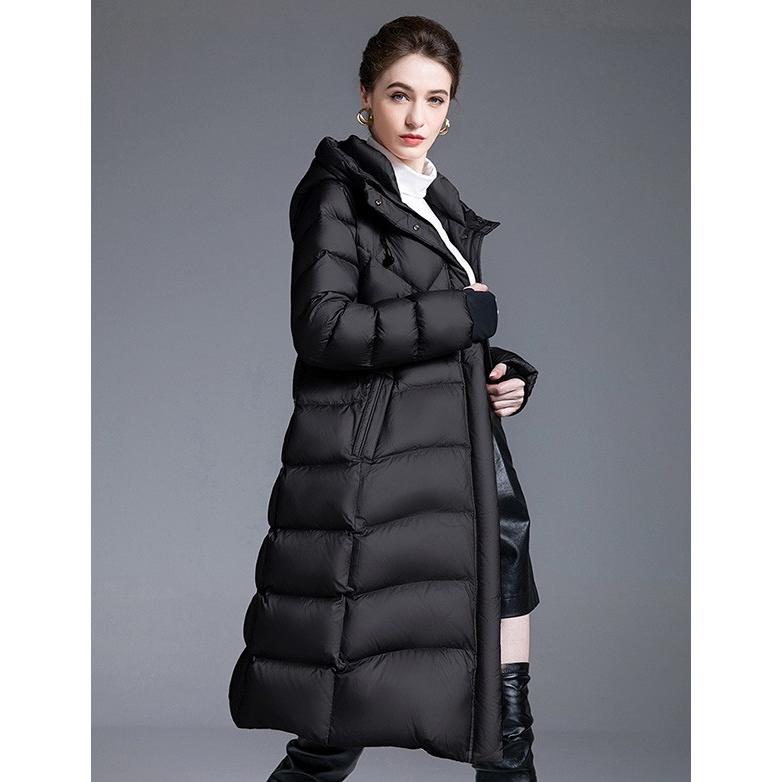 ダウンコート レディース フード付き 90%ダウン 真冬でもおしゃれに