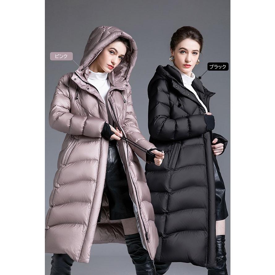ダウンコート レディース フード付き 90%ダウン 真冬でもおしゃれに