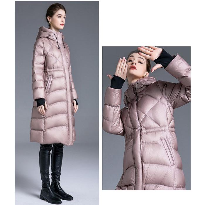 ダウンコート レディース フード付き 90%ダウン 真冬でもおしゃれに