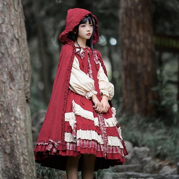 ロリータ 赤ずきん ワンピース マント Lolita OP 長袖 通販 童話 文化