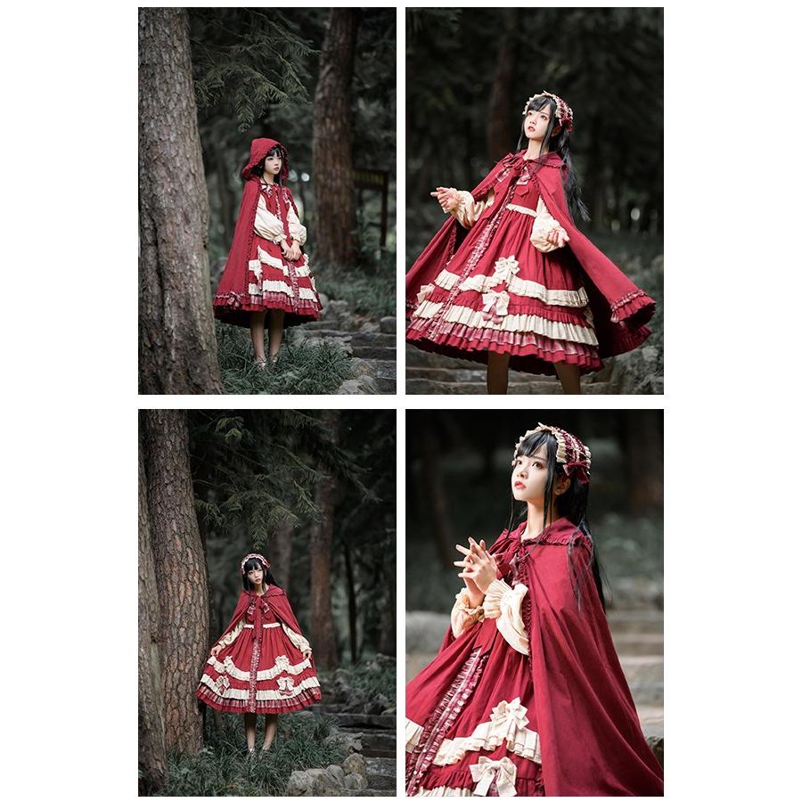 ロリータ 赤ずきん ワンピース マント Lolita OP 長袖 通販 童話 文化