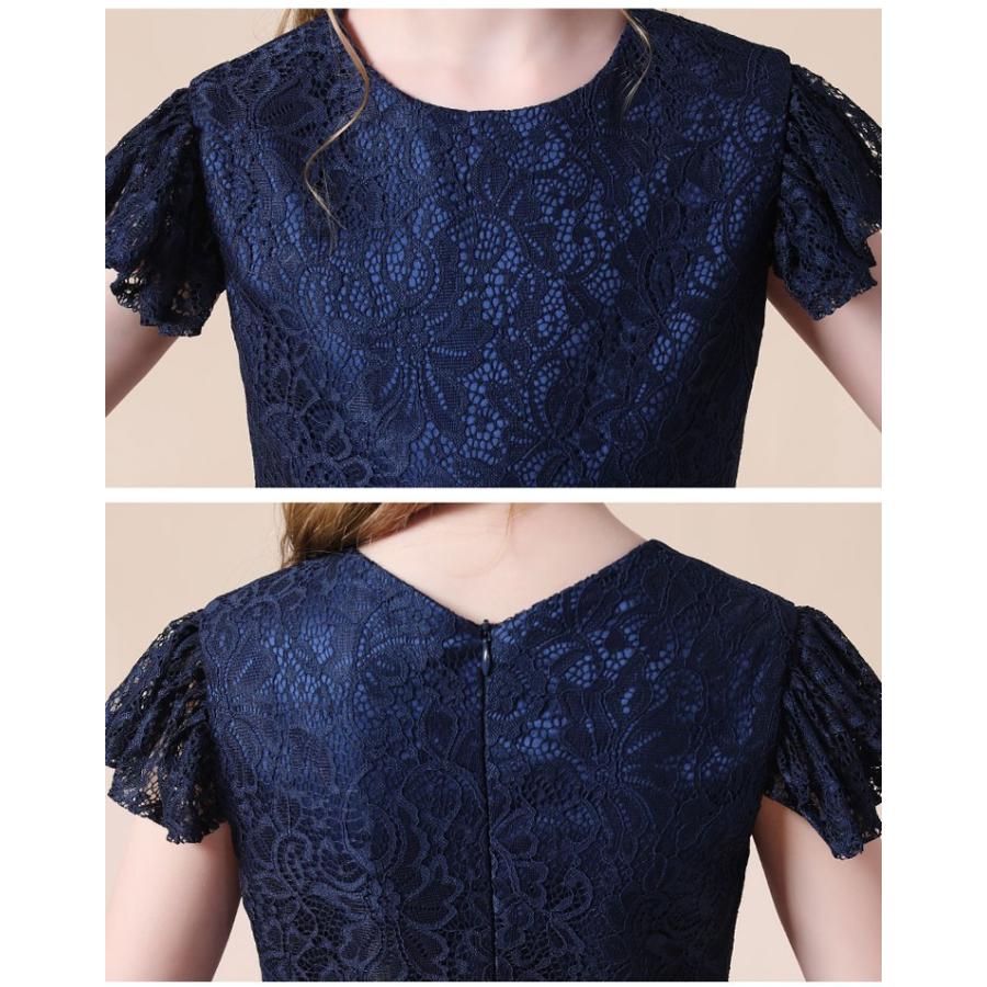 キッズドレス ピアノ 半袖 ドレス 演奏会 ネイビー キッズフォーマル