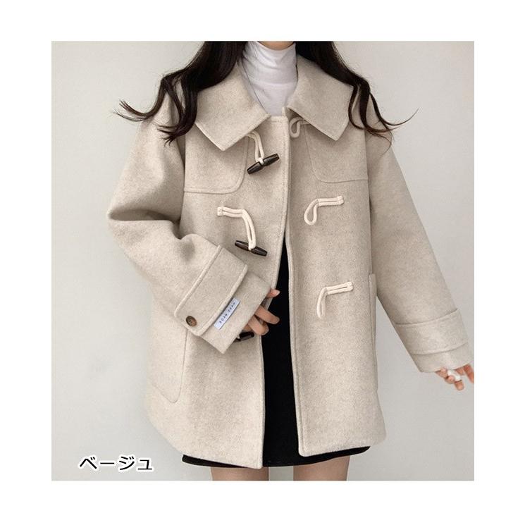 ベージュ フード付き ダッフルコート カシミヤ ブレンド ダッフル コート レディース フォックスファー