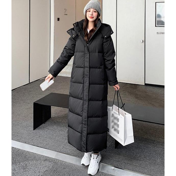 超ロングダウン レディース ダウンコート ロング 黒 ホワイト ベンチコート ダウンジャケット シンプル 冬服 柔らかい 無地 暖かい 大きいサイズ スリット入り 超ロングダウン レディース ダウンコート ロング 黒 ホワイト ベンチ