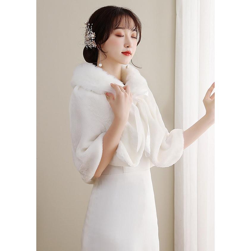 マント ドレスショール 冬 ふわふわ 防寒 ボレロ レディース