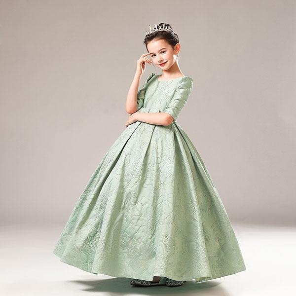 即発送可能 ピアノ発表会 ドレス ロング丈 子供ドレス ワンピース 五分袖 お姫様 着やせ ブラック 送料込 Feltfetish Com