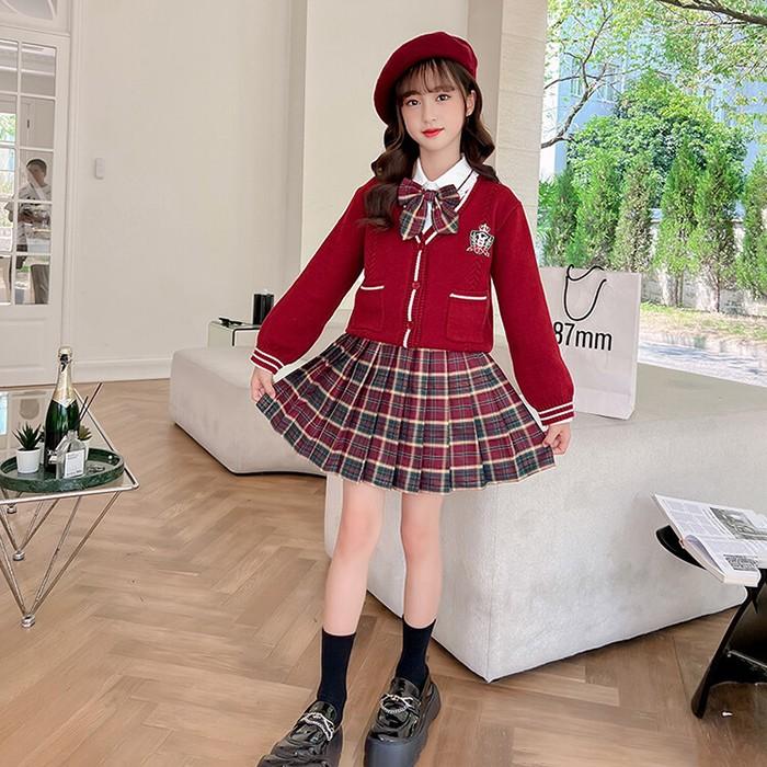 制服 女の子 キッズ 4点セット 長袖 トップス スカート 入学式 卒業式