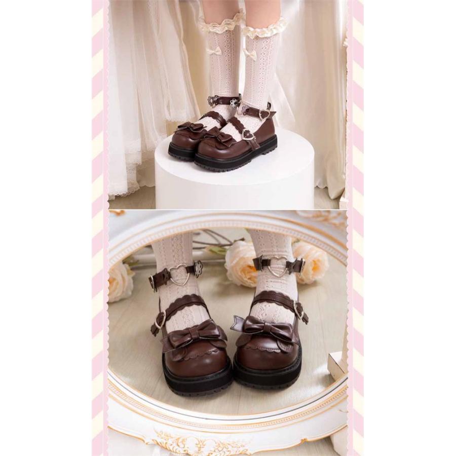 ロリータ靴 メイド靴 ロリータパンプス リボン 森ガール 可愛い お姫様