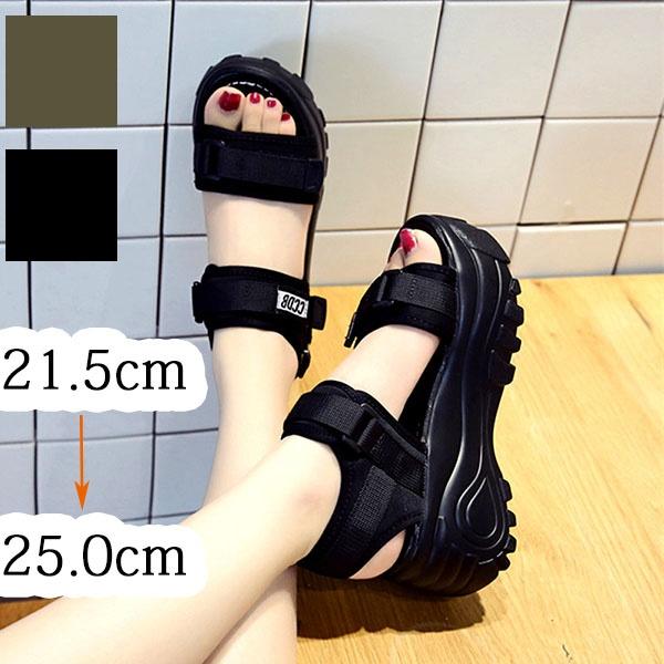 ウェッジソール スポーツサンダル 厚底 レディース かわいい オシャレ 脚長 大きいサイズ 小さいサイズ ヒール7cm K5121ze イツモストア 通販 Yahoo ショッピング