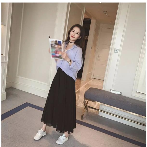 プリーツ スカート シフォン 大きいサイズ ブラック ピンク レディース