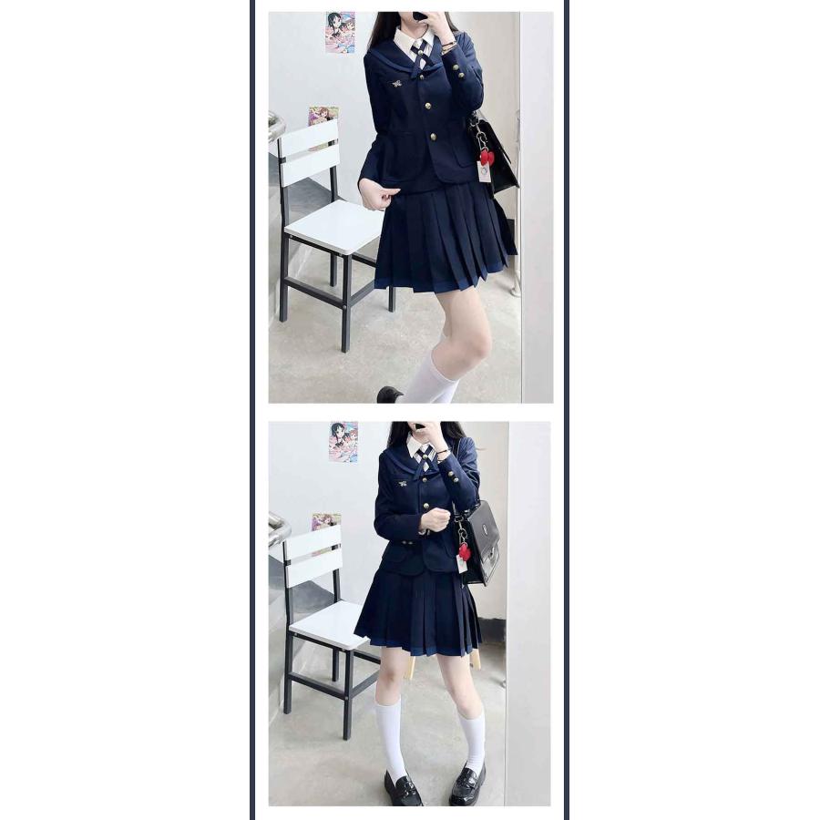 エビラン様　女子制服セット ベスト シャツ スカート リボン 制服 セーラー服 個性的 長袖 リボン シャツ セット 女子 入学式 卒業