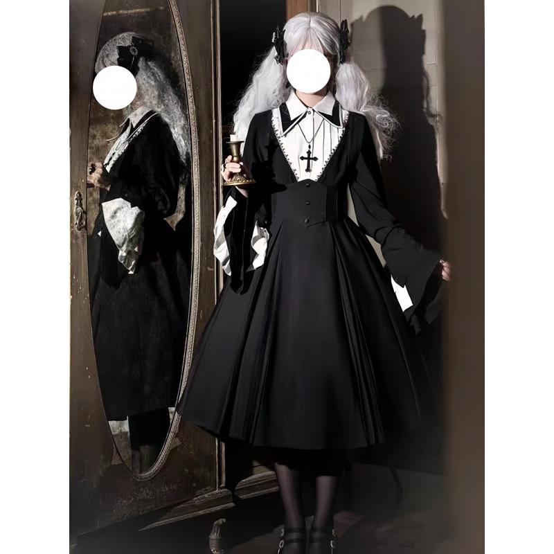 ワンピース ロリータ ハロウィン シスター風 ミモレ丈 セット