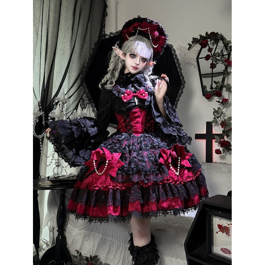ゴスロリ JSK ワンピース レディース 夏 ジャンパースカート リボン