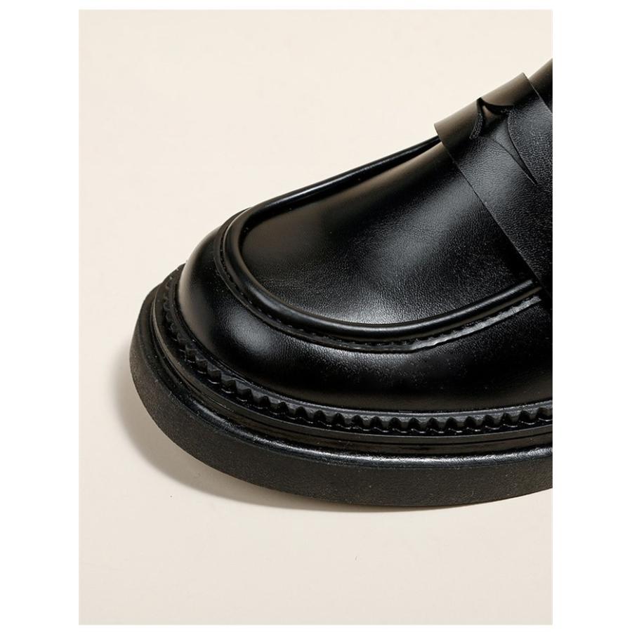 本革 ローファー レディース 厚底 7cmヒール ブラック ブラウン 学生