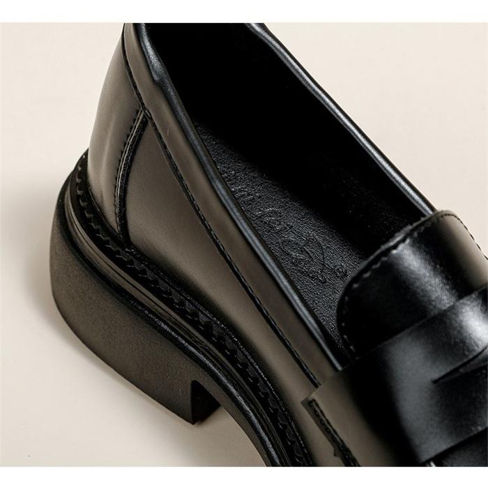本革 ローファー レディース 厚底 7cmヒール ブラック ブラウン 学生