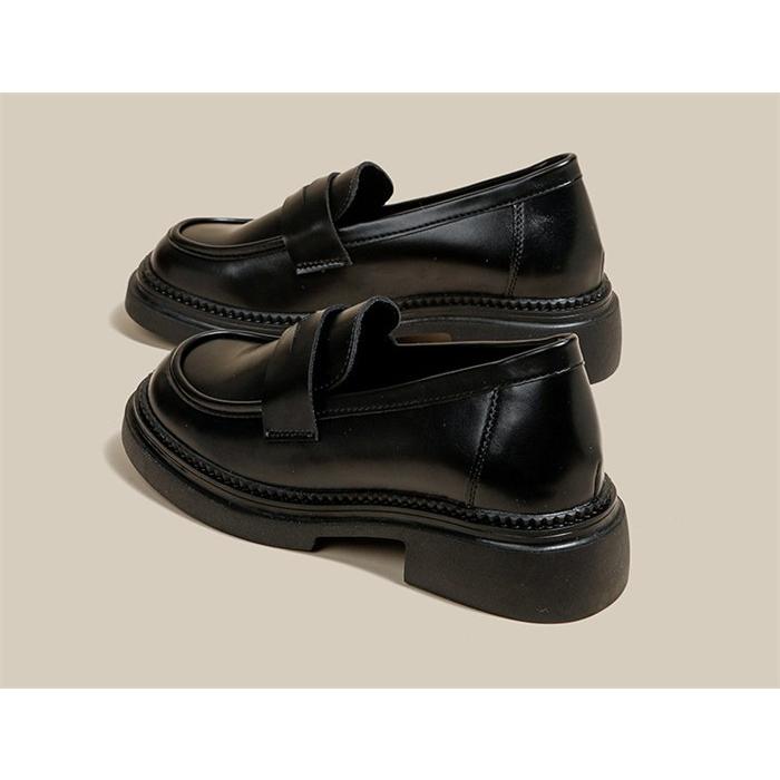 本革 ローファー レディース 厚底 7cmヒール ブラック ブラウン 学生