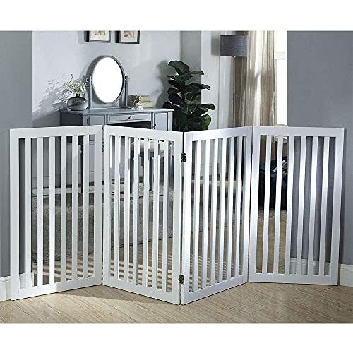 ✨美品✨ unipaws ハイタイプペットゲート置くだけ木製バリア、犬用フェンス 、白い 【2356370198】(12123円)