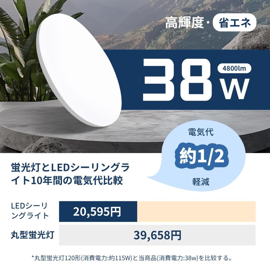 8畳用】NAONE LEDシーリングライト 8畳〜10畳38W 4800LM しーりんく