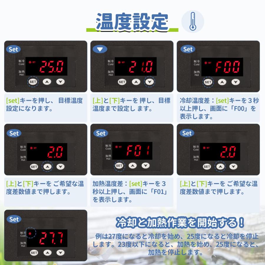 Poafamx 水槽クーラー 60L冷却と加熱 ペルチェ式 15-40℃調整可能 パイプ付き 循の画像