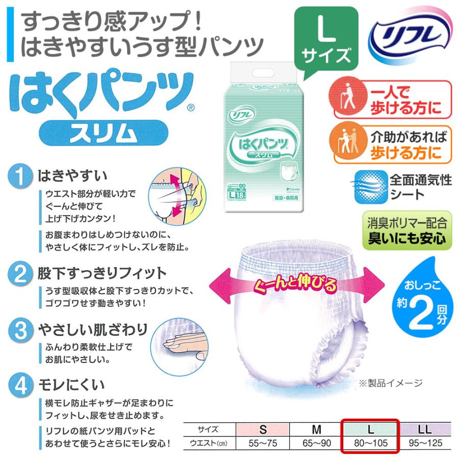 リフレ はくパンツ 大人用紙おむつ パンツ 介護 オムツ L スリムタイプ