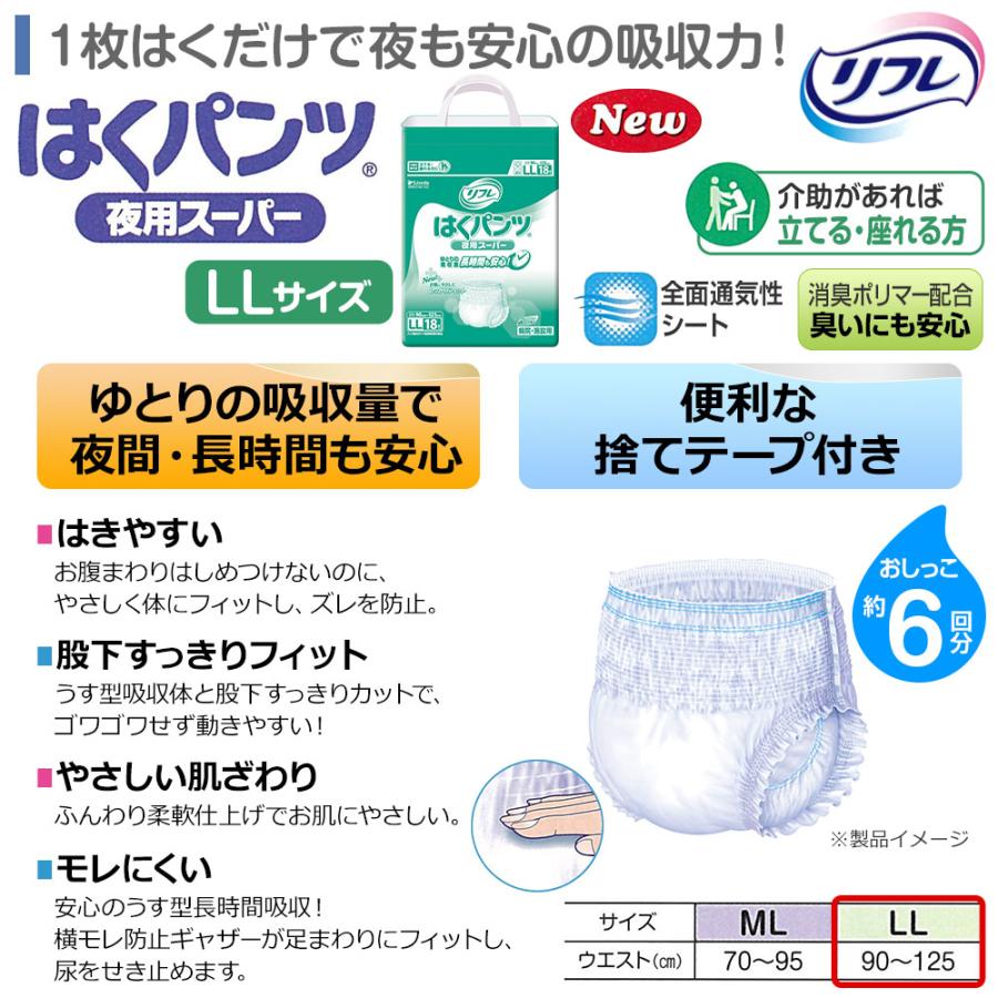 リフレ はくパンツ 大人用紙おむつ パンツ 介護 オムツ LL 夜用