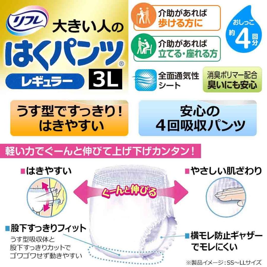 リフレ 大人用紙おむつ パンツ 介護 オムツ 3l はくパンツ スーパー BIG ３L 14枚 × 1袋 ３L 大きい人の オムツ 介護 大人用 紙おむつ 紙パンツ 女性 男性｜itto-store｜02