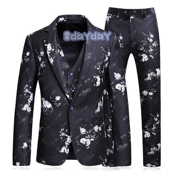 売れ筋ランキングも メンズ 花柄三点セットスーツ ドレススーツ カジュアル ビジネスウエディング結婚式 スリピース 花柄三点セットスーツ メンズ ビジネスウエディング スリピース ビジネススーツ