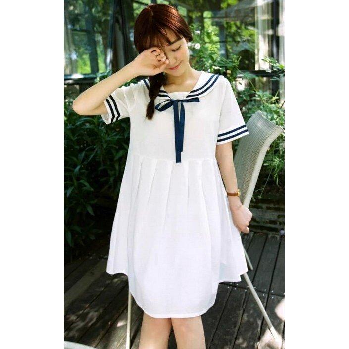 大特価 セーラー風ワンピース レディース少女マリンワンピ 海軍風 綿麻 森ガール ロリータ リボン コスチューム 海軍コスプレ 可愛い普段着