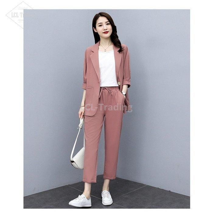 訳あり きれいめ 通勤セットアップ 春夏 40代 レディース スーツセットアップ 五分袖スーツジャケット カジュアル オシャレ韓国風 ビジネススーツ ロングパンツ パンツスーツ サイズ M Www Sustentec Com Br