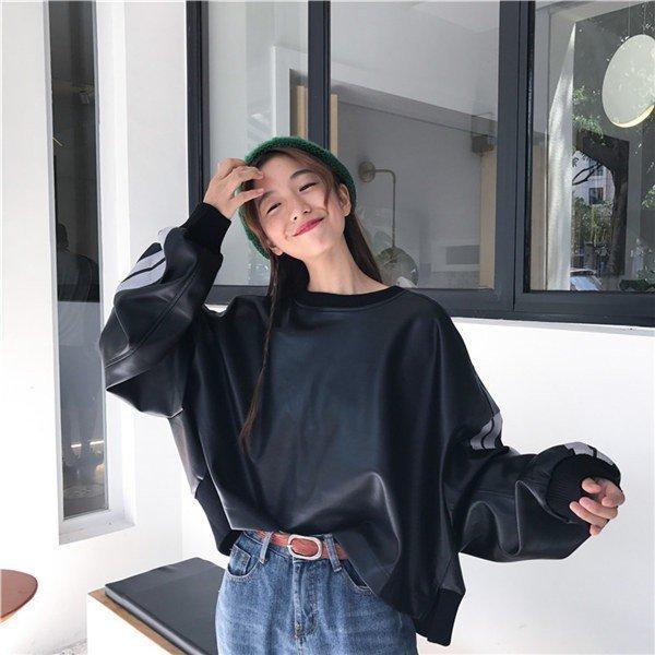 おまけ付 革ジャンブルゾンレザーパーカーレディースpu革トップスライダースジャケットバイクジャケットゆったり春秋