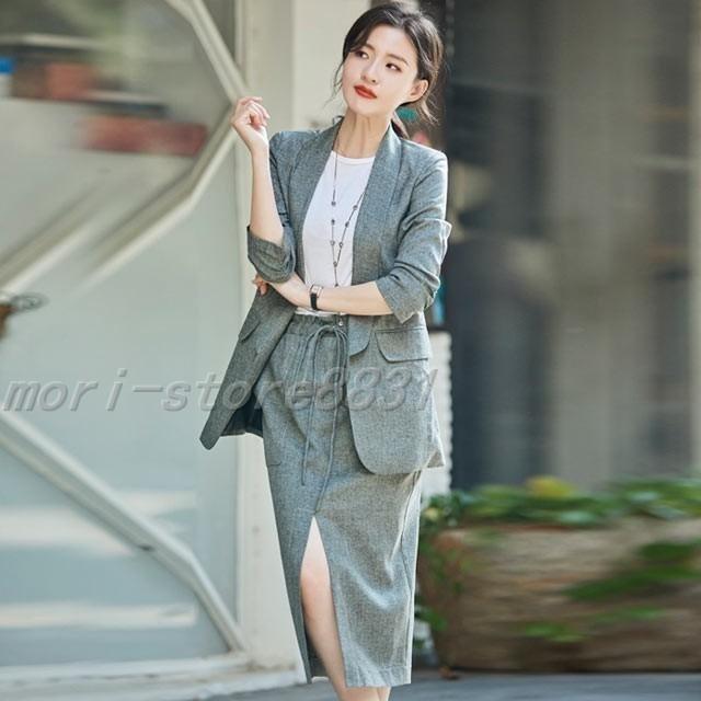 日本最級 パンツスーツ 夏 薄手 綿麻混 リネン 40代 30代 代 スーツ 2点セットアップ 上下セットスーツ カジュアル レディース ひざ丈スカート スカートスーツ カラー グレー Injaz Eldjazair Org