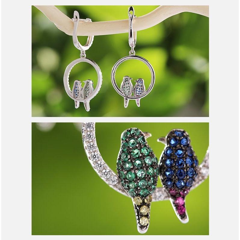 IUHA S925 シルバー比翼の鳥ピアス スワロフスキー クリスタル