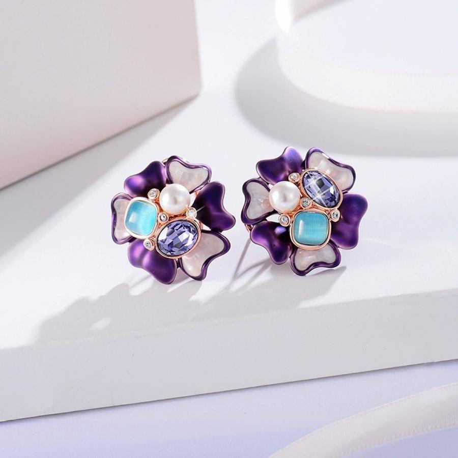 IUHA【あじさい】お花 モチーフピアス SWAROVSKI スワロフスキー社製 