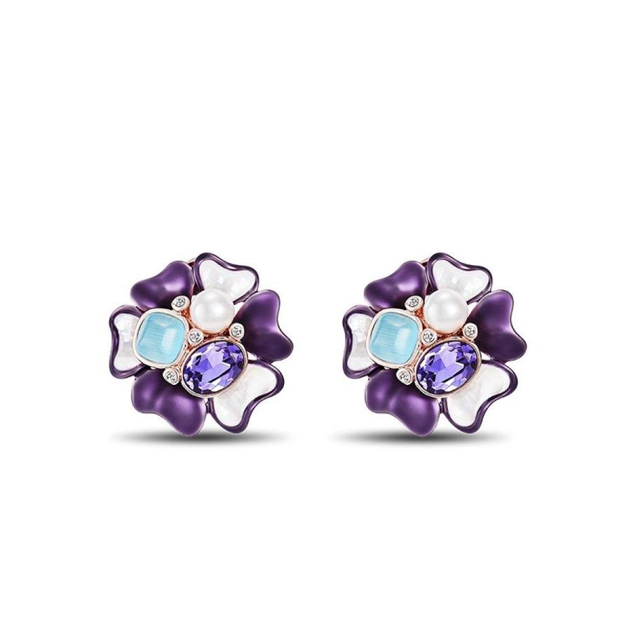 IUHA【あじさい】お花 モチーフピアス SWAROVSKI スワロフスキー社製 