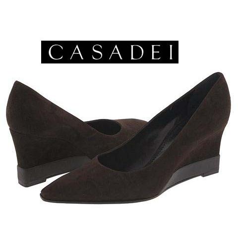 送料無料！新品24.5-25#カサディ CASADEI 本革スエードウエッジ 