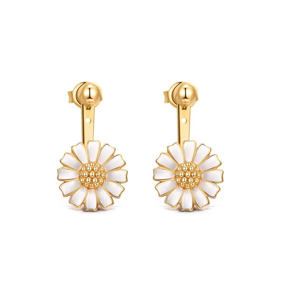 IUHA] 【季節の花】 デージー花のモチーフピアス 可愛い 3wayシンプル 
