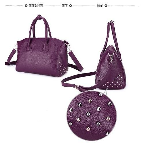 スタッズ付きブラックボストンバック ツーウェイ ストップ付き 特別セール品】パンクファッション 本革2way スタッズバッグ