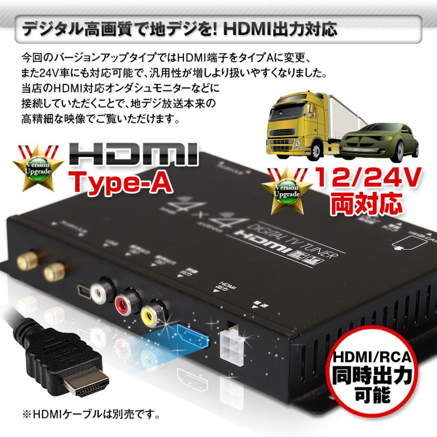 地デジチューナー 車載 フルセグチューナー 4x4 4×4 HDMI TOSHIBA製プロセッサ フルセグ ワンセグ フィルムアンテナ 自動切替｜iv-base｜02