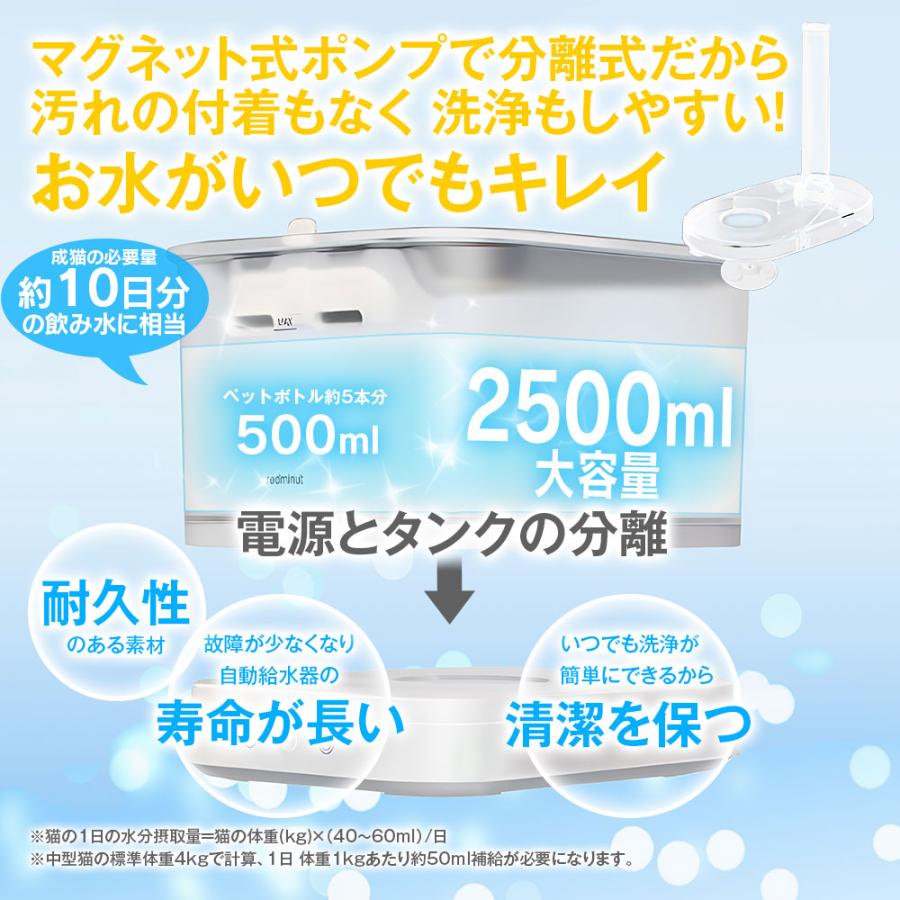 ペット自動給水器 猫 犬 磁力給水 循環式給水器 猫犬兼用 水飲み器