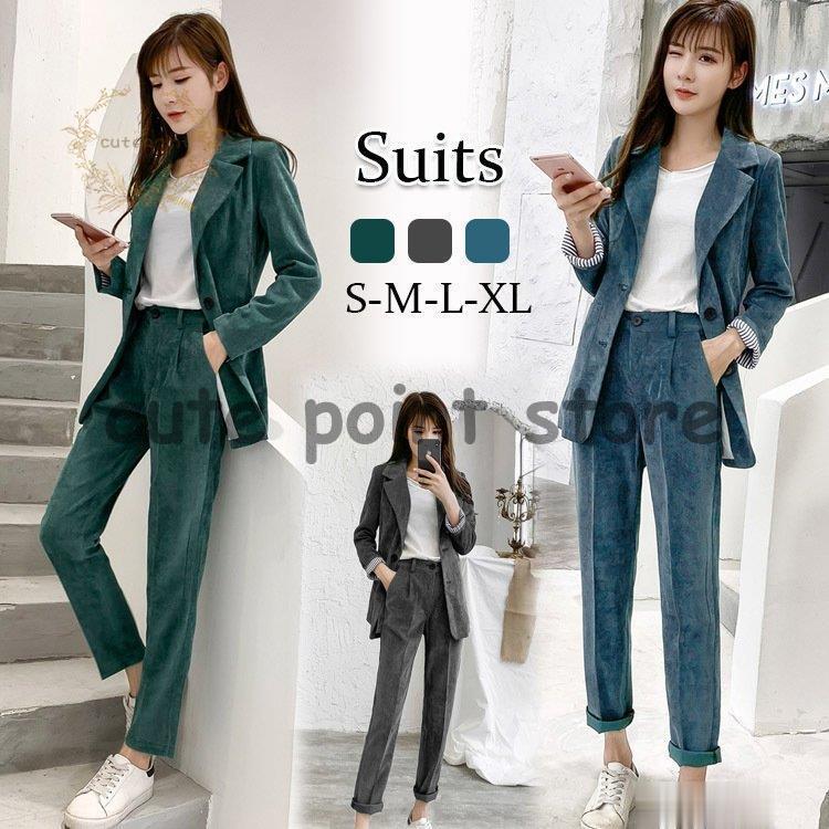 カジュアルスーツ レディース パンツスーツ お洒落 スーツ 春 秋 冬 無地 スーツ 女性 10代 代 30代 40代 通勤 就活 スーツ Pbaf4 やまもりみかん 通販 Yahoo ショッピング
