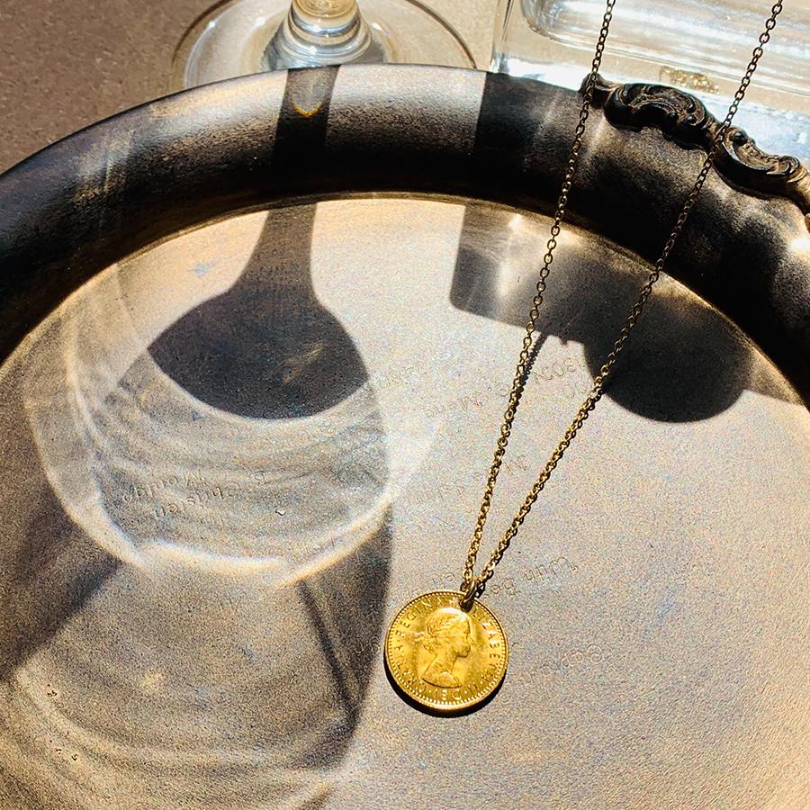 シックスペンス コインネックレス ゴールド ネックレス コイン 日本製 送料無料 6ペンス コイン 幸せを運んでくれる 金属アレルギー対応