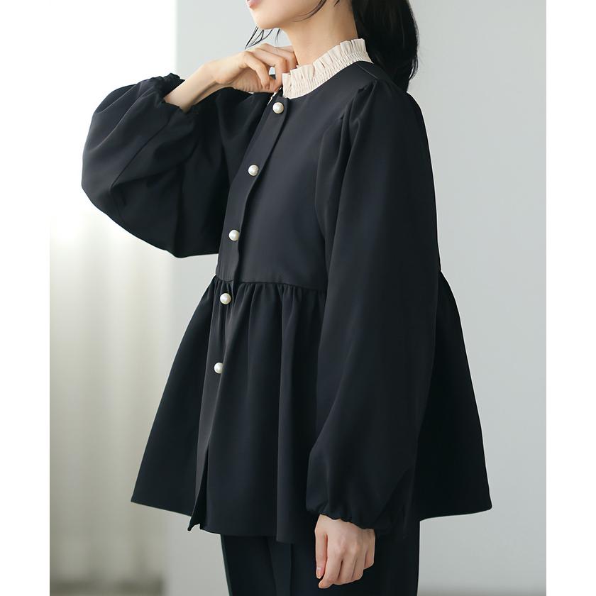 ジャケット ノーカラージャケット レディース アウター ペプラム ジャケット ノーカラージャケット レディース アウター ペプラム