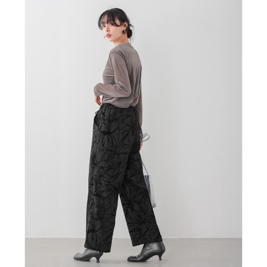 花柄ワイドパンツ パンツ ワイドパンツ レディース ボトムス イージー