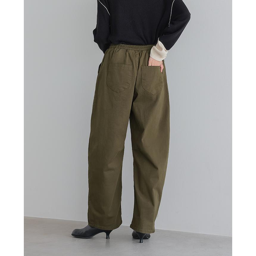 ツイルワイドパンツ レディース ボトムス パンツ ウエストゴム ポケット 綿 ゆったり 大きいサイズ 体型カバー メール便不可 |  | 13
