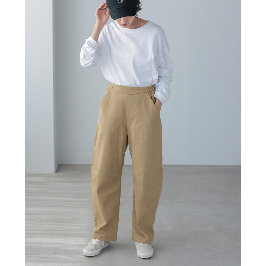 ツイルワイドパンツ レディース ボトムス パンツ ウエストゴム ポケット 綿 ゆったり 大きいサイズ 体型カバー メール便不可 |  | 17