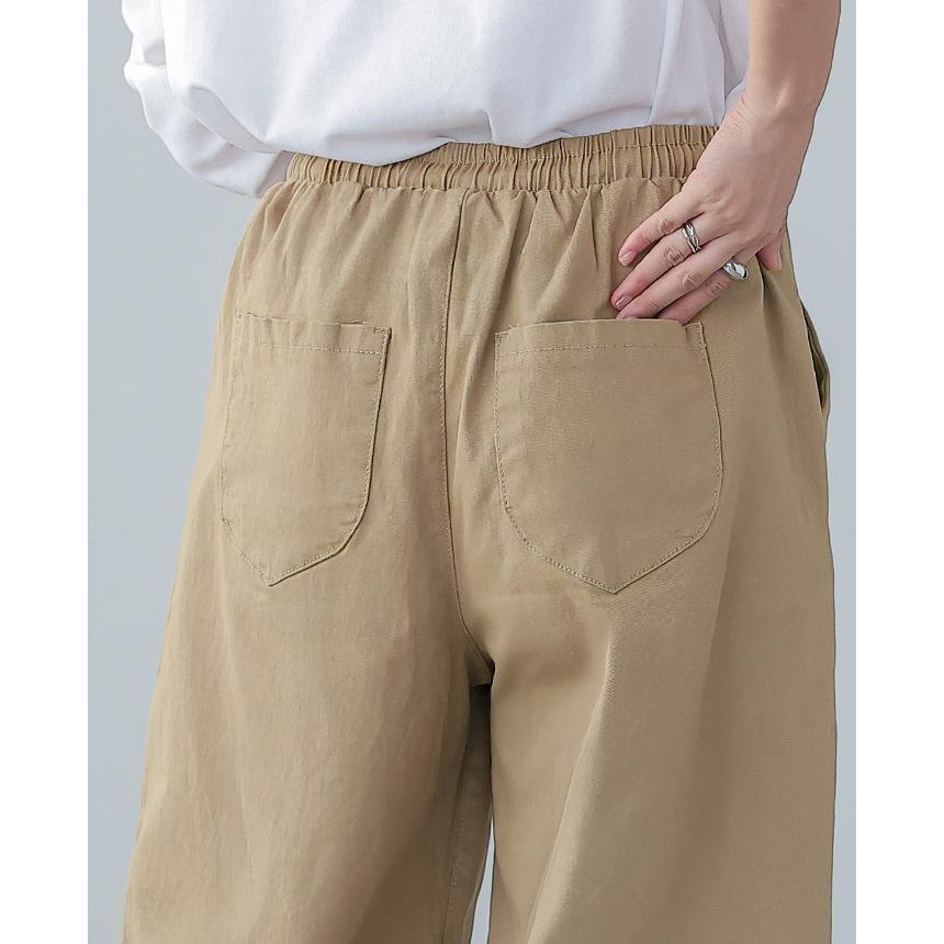 ツイルワイドパンツ レディース ボトムス パンツ ウエストゴム ポケット 綿 ゆったり 大きいサイズ 体型カバー メール便不可 |  | 18