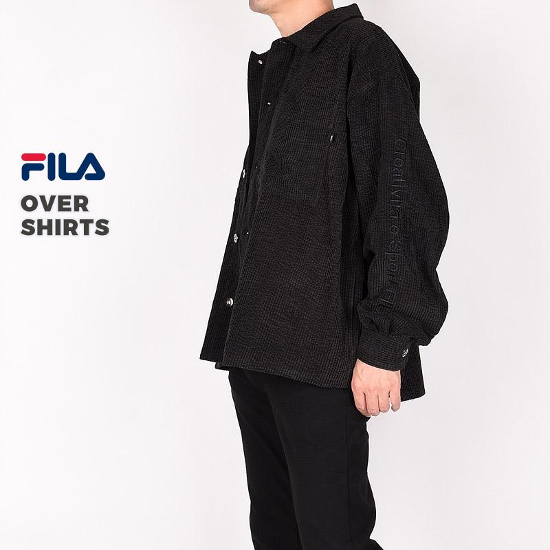 フィラ FILA ユニセックス カジュアル コーデュロイ シャツ おしゃれ OVER SHIRTS オーバー シャツ FM9959 06 08 黒 茶