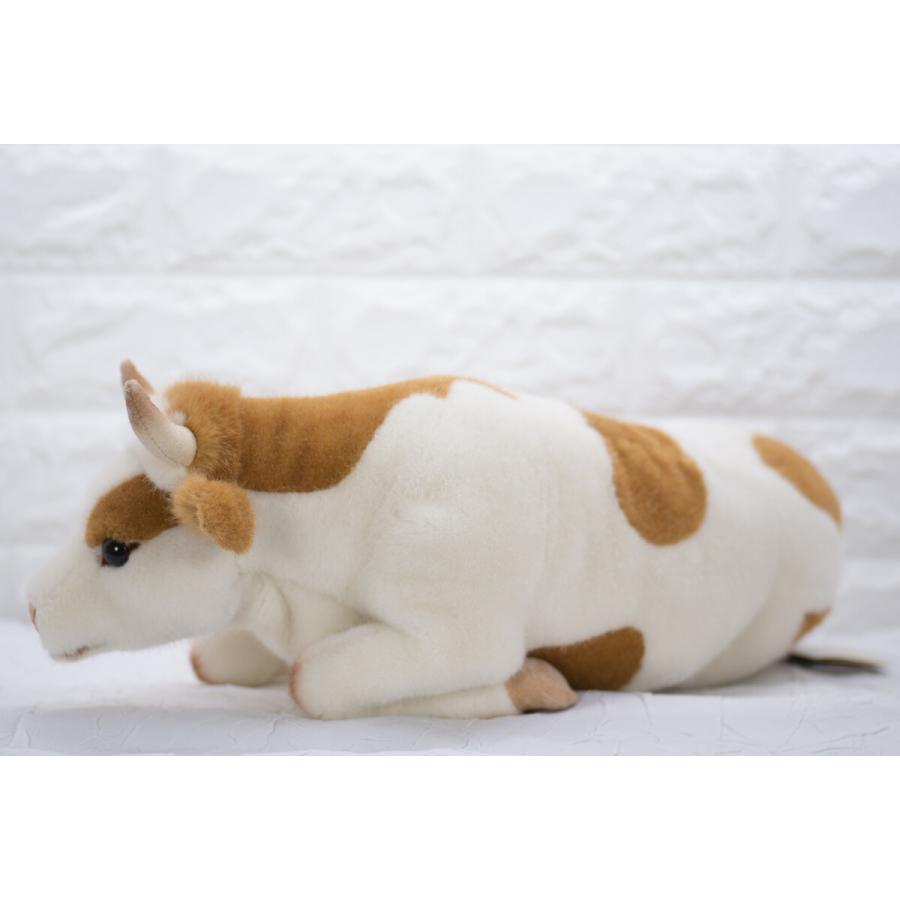 ケーセン ぬいぐるみ kosen うし 伏せ 茶白 39cm Cow, Lying リアル